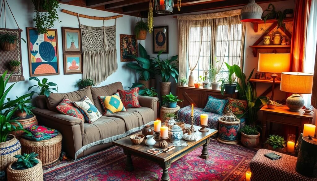 Bohemian decor in a living room