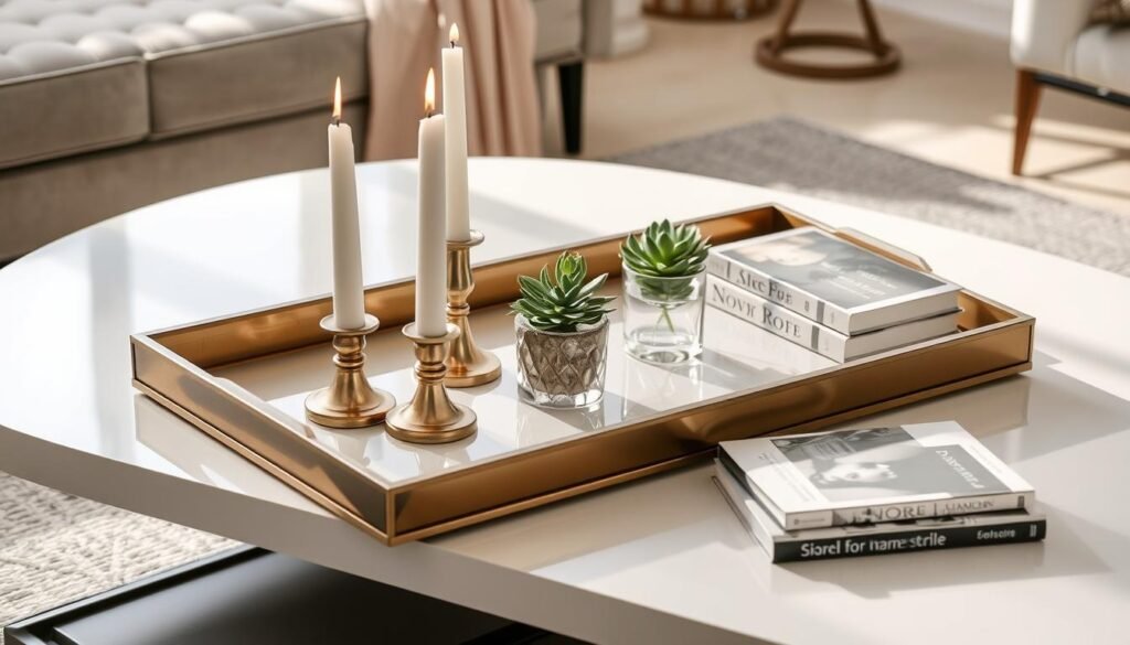 Decorative Coffee Table Tray Organization