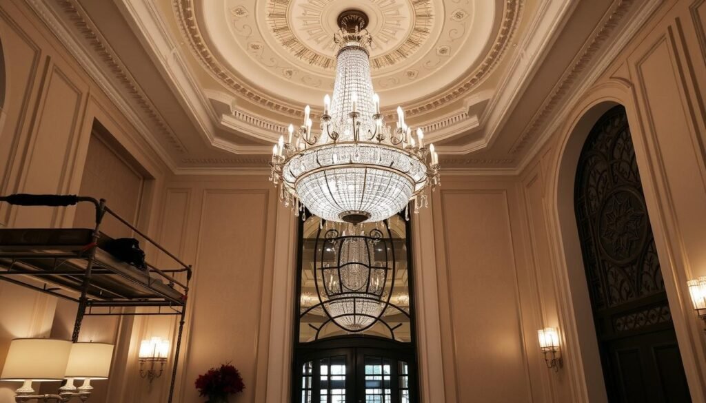 Foyer Chandelier Installation