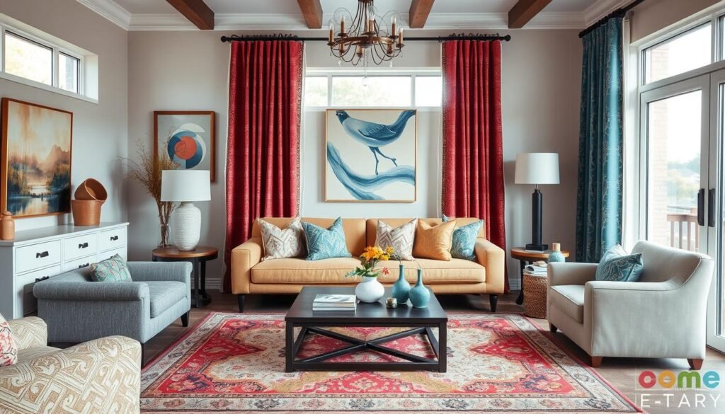 Interior color palette and pattern mixing