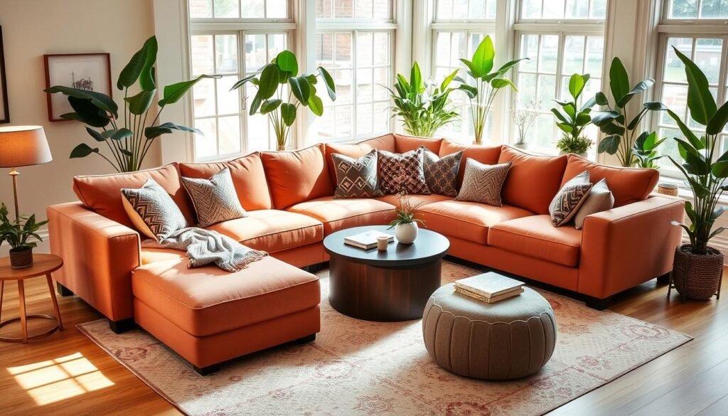 L-shaped sectional sofa arrangement