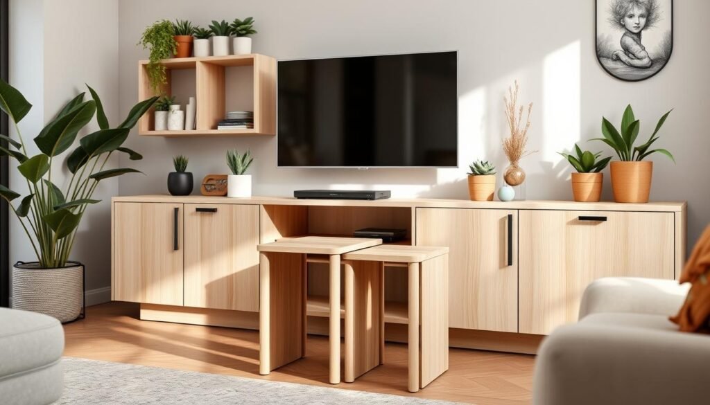 Nesting Tables and Compact Entertainment Centers