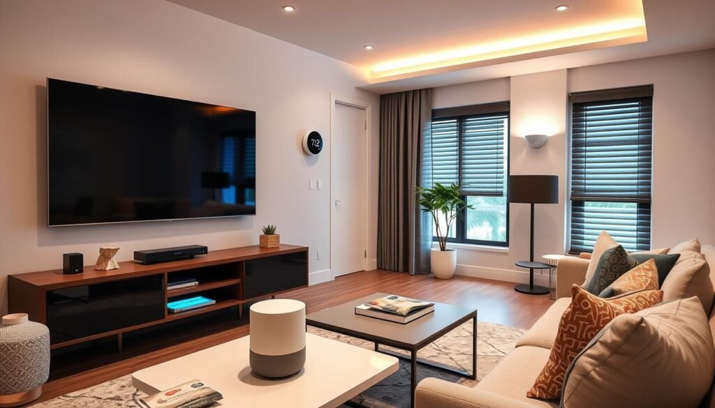 Smart home devices in living room