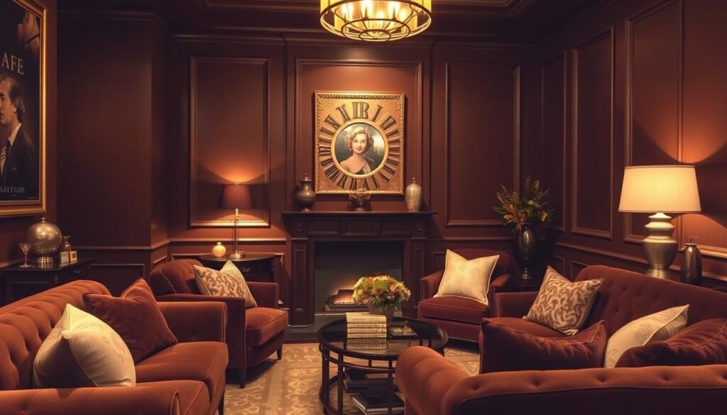 Warm Brown Interior Design with Gold Accents