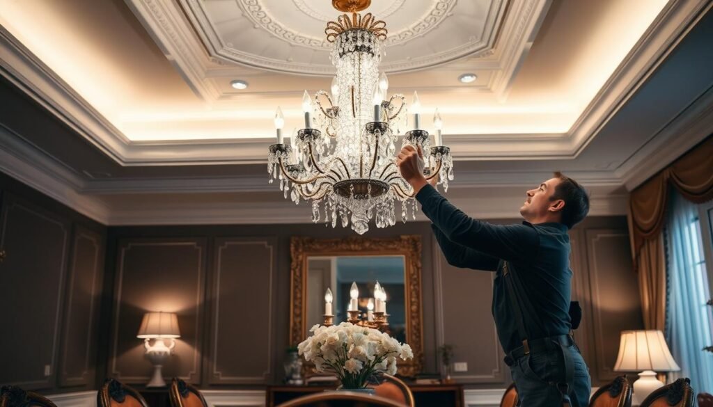 chandelier installation