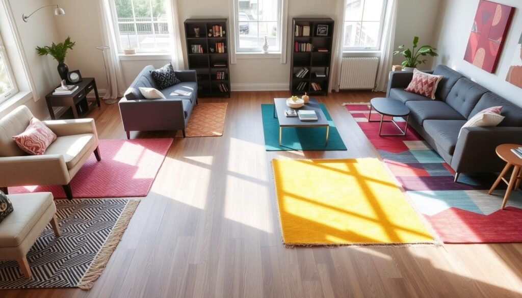 color blocking with rugs