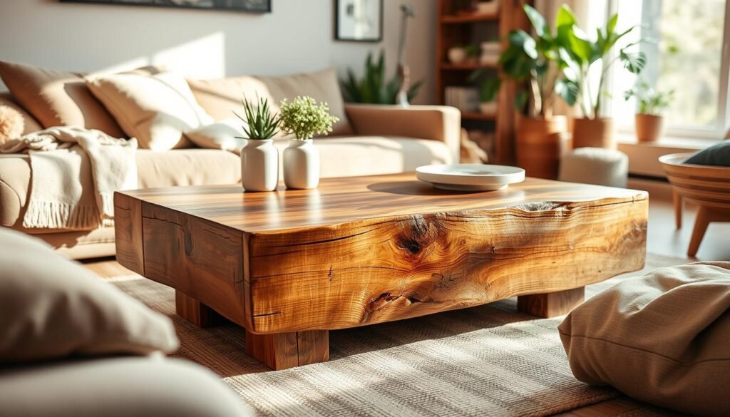 rustic wooden coffee table