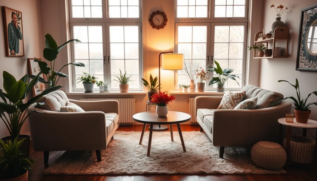 small living room conversation area layout