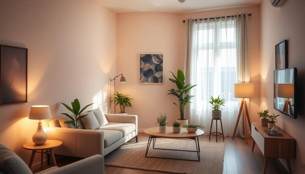 small living room lighting and color