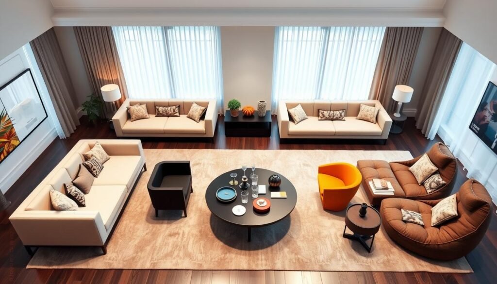 symmetrical and asymmetrical seating arrangements