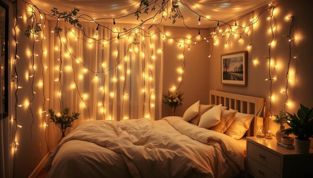 Bedroom String Light Decoration Ideas