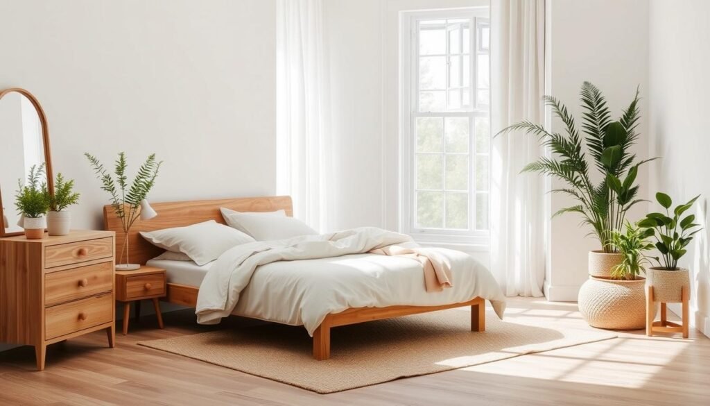 Natural Elements in Minimalist Bedroom