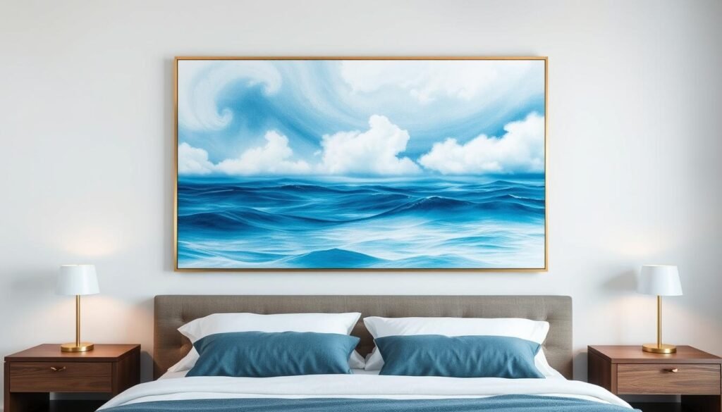 bedroom wall art blue